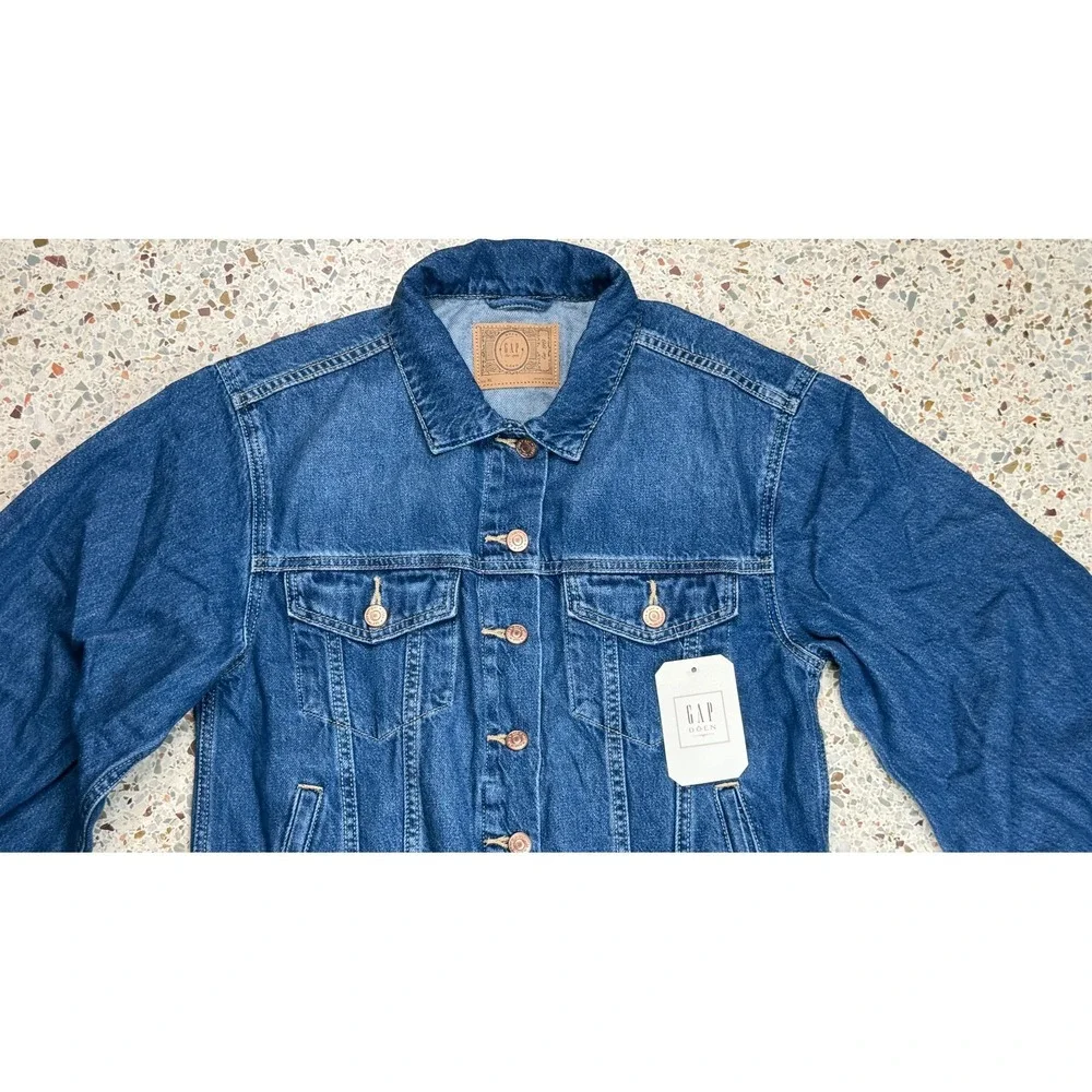 Gap‎ x Doen Women's Button Up Barrel Sleeve Denim Jacket Size XL